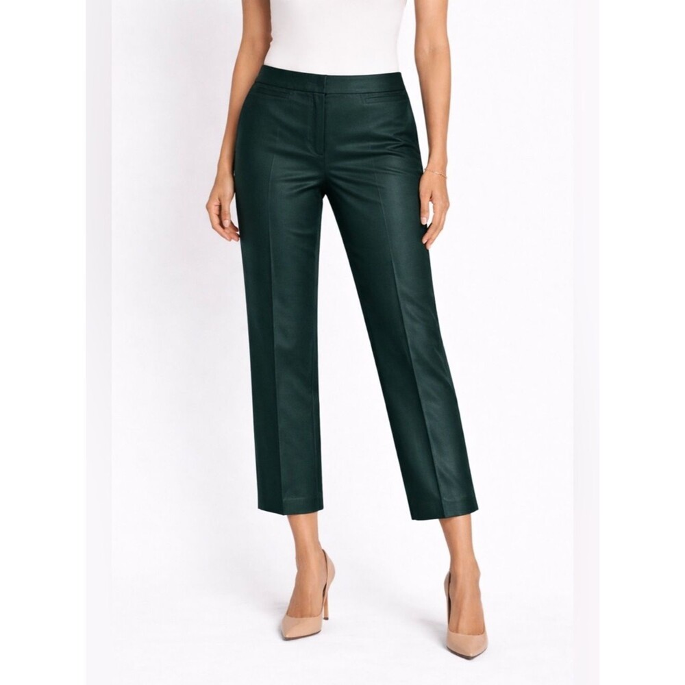 Lafayette 148 New York Dark Green Cropped Dress Pants Business Size 8 Stretch